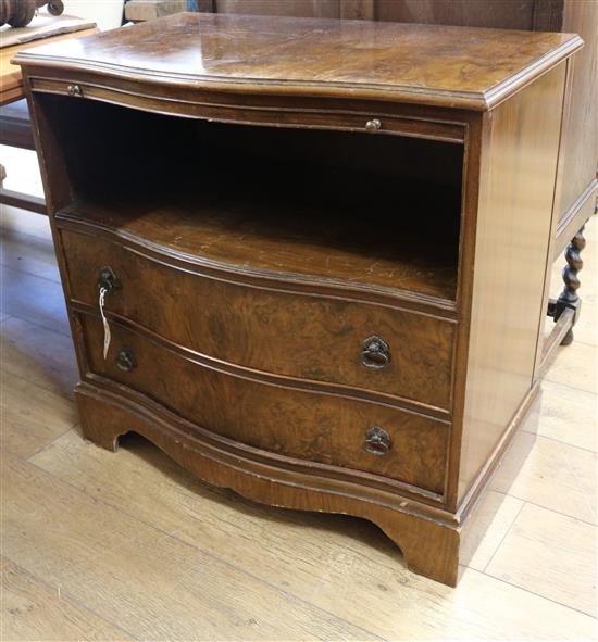 A walnut serpentine cabinet W.79cm